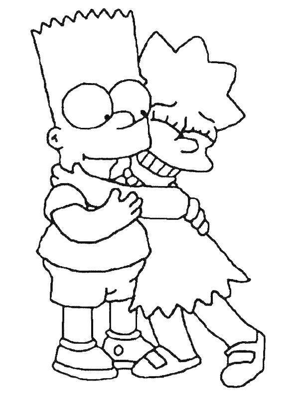coloriage Bart  et lisa simpson 